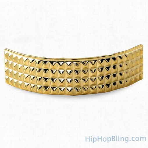 4 Row Pyramids Teeth Gold Grillz