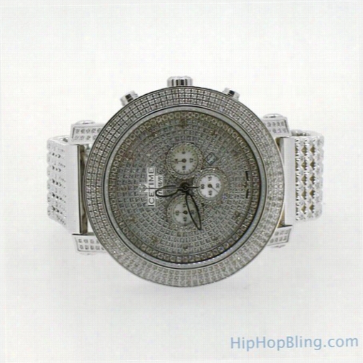 6.00 Carat Diamond Bezel &a P; Band Icetime Steel Watch