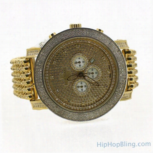 6.00 Carat Triple Diamomd Bezel & Band Icetime Gold Watch