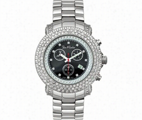 6.00ct Triple Diamond Bezel Joe Rodeo  Watch Black Dial