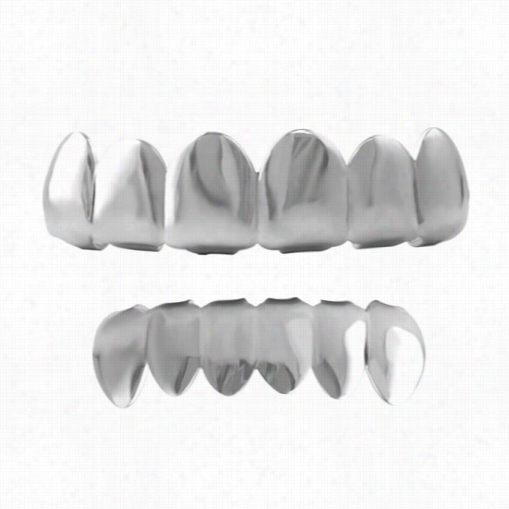 All Shiny Silver Grillz Top & Bottom Set