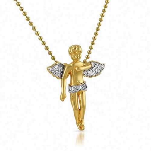 Amazing Cherub Angel Cz Gold Bling Bling Pendant