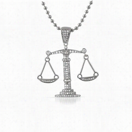 Balance Scale Iced Out Rhodium Pendant