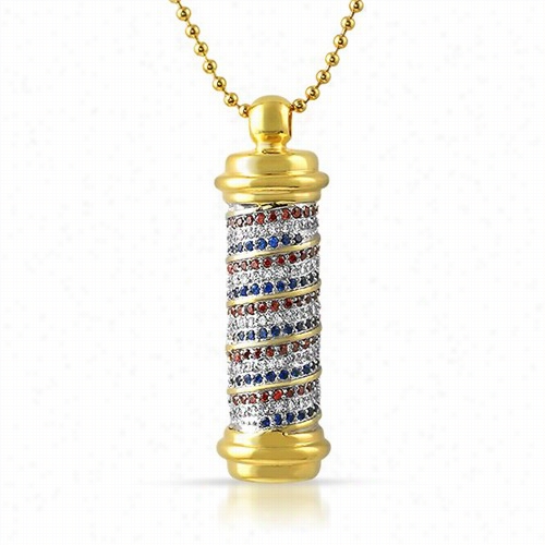 Barber Pole Custom Gold Bling Bling Pendant