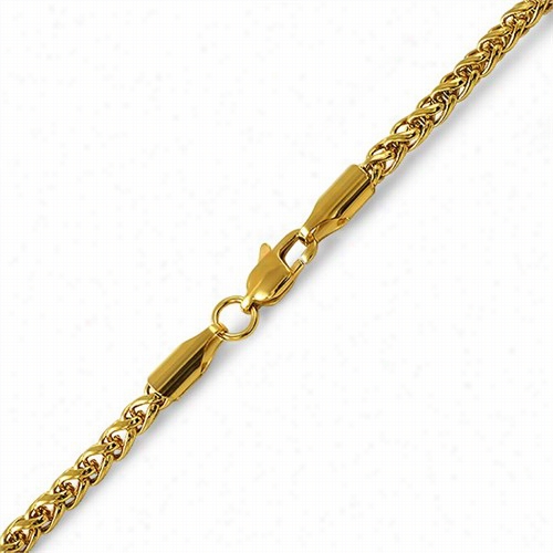 Basket Weave Ip Gold Stainless Steel Bracelet 4mm