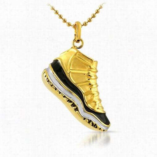 Basketball Shoe Kicks Gold Black Sneaker Pendant