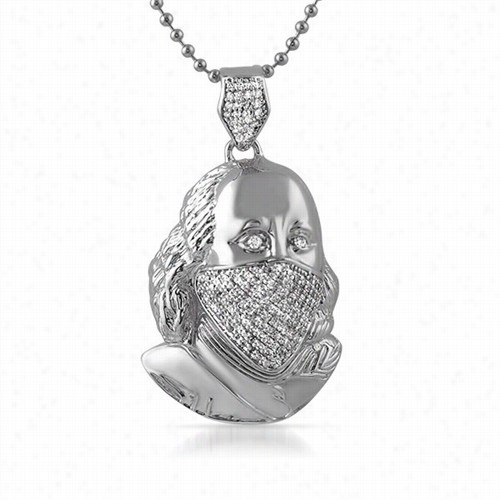 Ben Franklin Rhodium Bling Bling  Mask Pendant