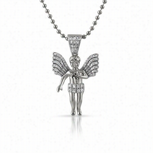 Big  Wings Rhodium Mini Angel Pendant