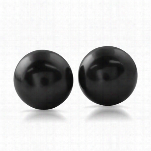 Black Freshwater Pearl .925 St Erling Silver Stud Earrings