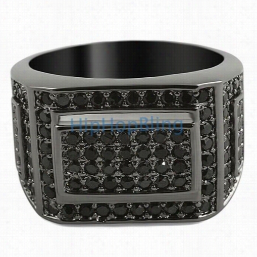 Black Iced Out Ring Cz Mi Cro Pave Mens