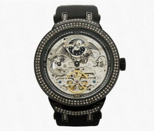 Black Skeleton Watch Joe Rodeo 2.20c T Diamonds