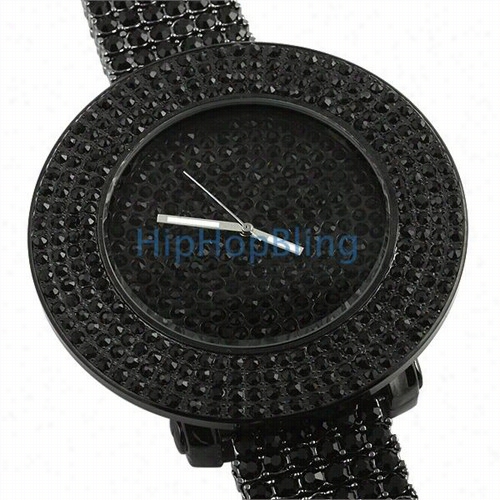 Black Totally Iced Out Blinng Bling Custom Watch