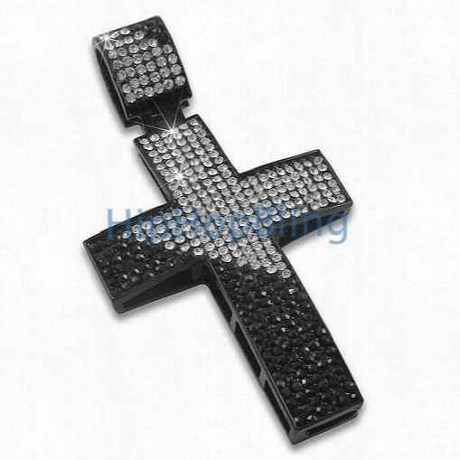 Black White Half Daigonal Blingb Ling Black Cross