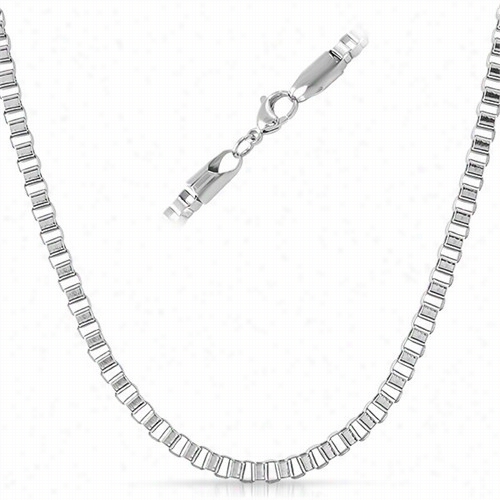 Box Stainless Steel Ch Ain Necklace 4mm