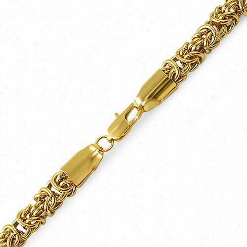 Byzantine Ip Gold Stainless Steel Bracelet 6mm