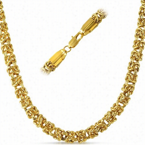 Byzantine Ip Gold Stainless Steel Chain Necklace 6mm