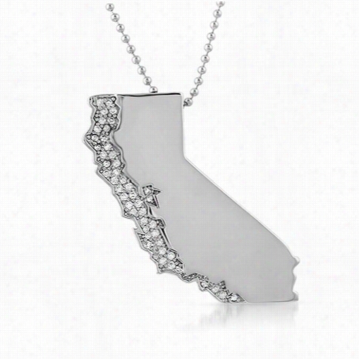 California Rhodiium Polished Iced Out Pendant