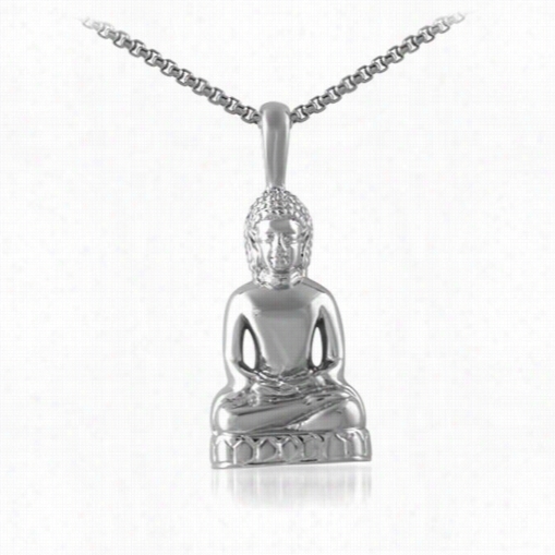 Calm Sitting Buddh A Pendant  Stainless Steel