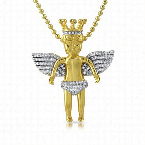 Cherub Anel Crowned Gold Micro Pave Ppendatn