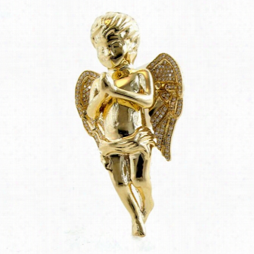 Cherub Angel Rhombus Wings 10k Yelllow Gold Hanging Appendage