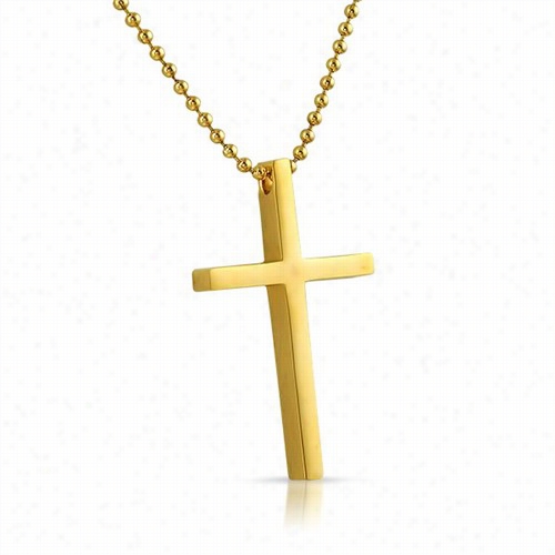 Clean Cross Gold Stainless Steel Pendant