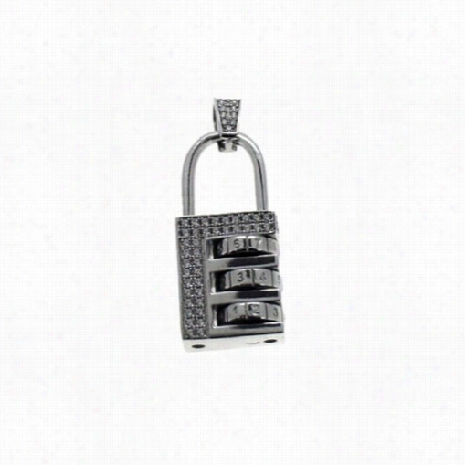 Combination Lock Pendant Cz .925 Silver