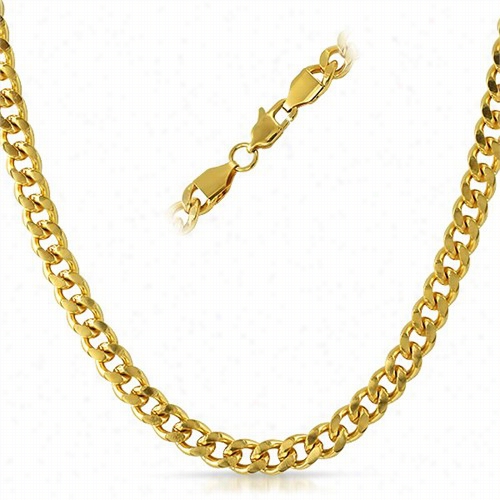 Cubwn Ip Gold Satinles Steel Chain Ne Cklace 6mm