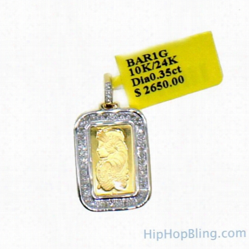 Custom 1g Pamp Suisse  Fine Gold Bar Diwmond Pendant