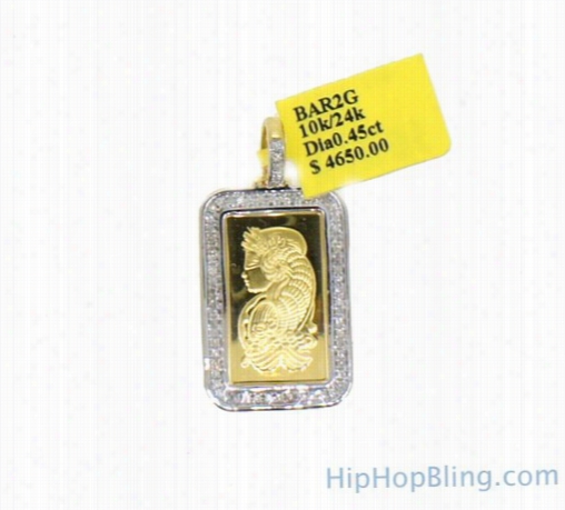 Custom Diamond Pamp Suisse Fine 2.5g Gold Bar Pendant