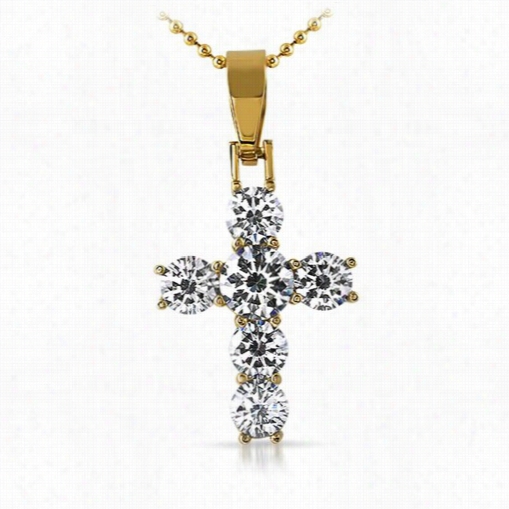 Designer 1 Row Gold 316l Bling Bling Cross