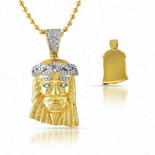 Detailed Gold Micro Jesus Pendant C Zcrown