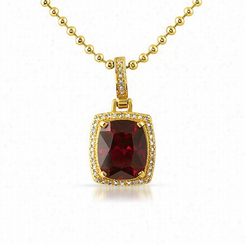 Diamond .21 Carat Lab Ruby Stack Ross Style Pendant