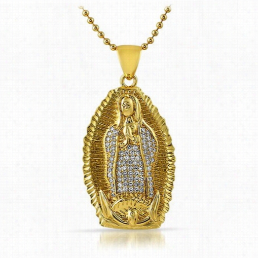 Diamond Cut Guadalupe Cz Iced Out Pendantt