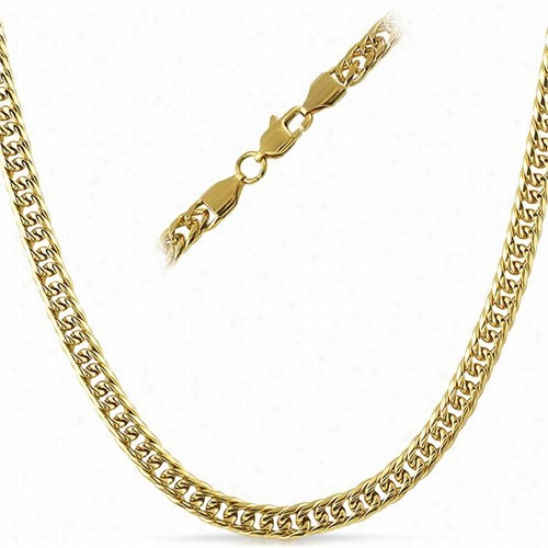 Double Cbuan Ip Gold Stainless Steel Chain Necklace 6mm