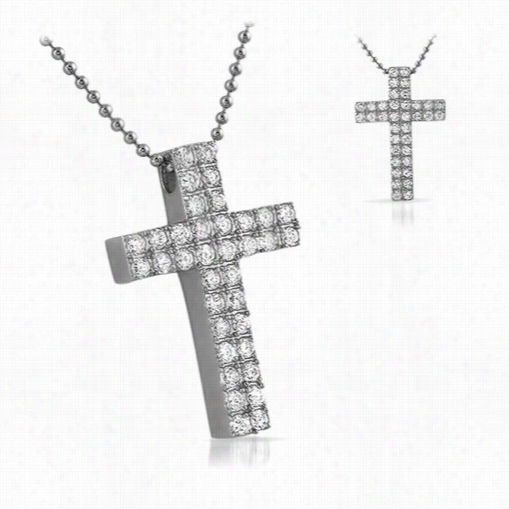 Double Cz Diamond Bling Bling Cross 316l