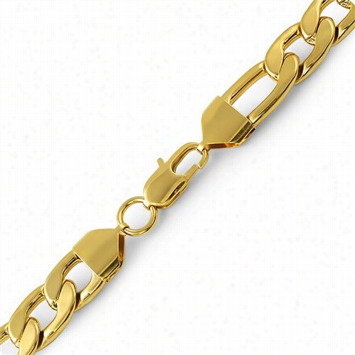 Figaro Ip Gold Stainless Steel Bracelet 12mm