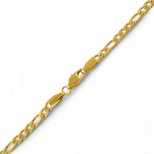 Figaro Ip Gold Stainlses Harden Bracelet 4mm