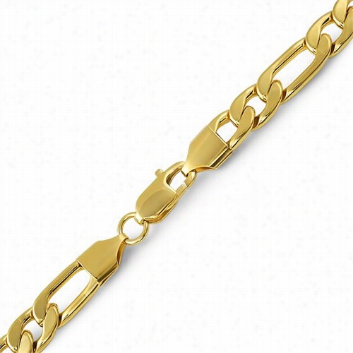 Figaro Ip Gold Stainless Steel Bracelet 8mm