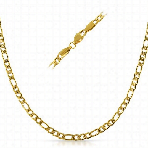 Figaro Ip Gold Stainless Steel Chain Necklace 4mm