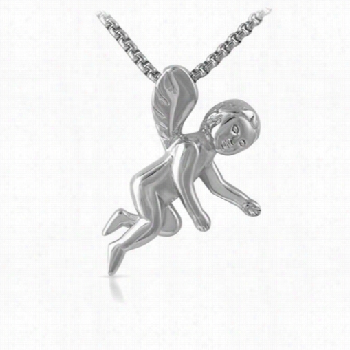 Flying Cherub Angel Pendant Stainless Steel