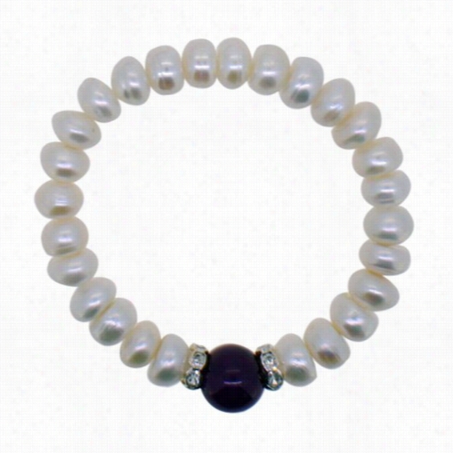 Freshwater Pearl Bracelet Purple Natural Stone