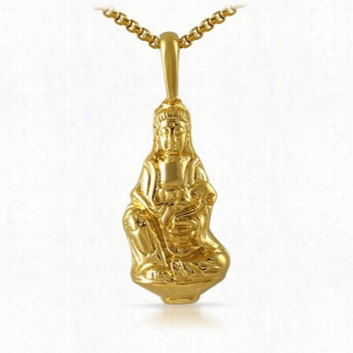 Full Buddha Detailed Gold Pendant Stainless Steel