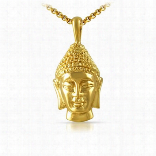 Gold 3dd Buddha Head Pendant Stainless Steel