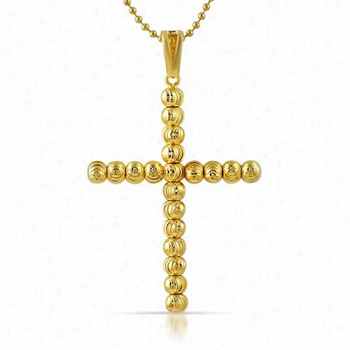 Gold .925 Sterling Silver Moon Cut Cross 6mm