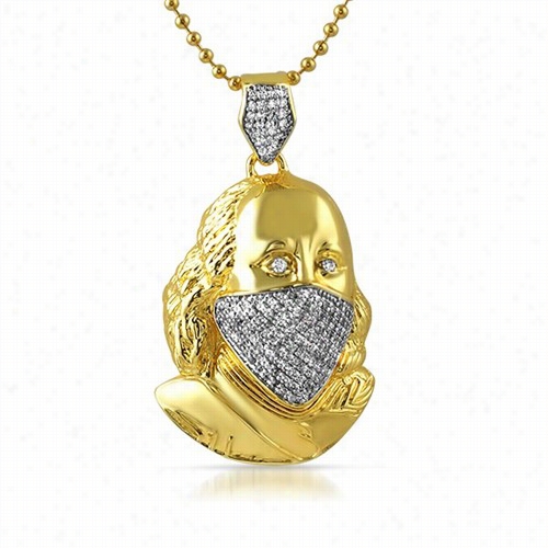 Gold Ben Franklin B Ling Bling Mask Pendant