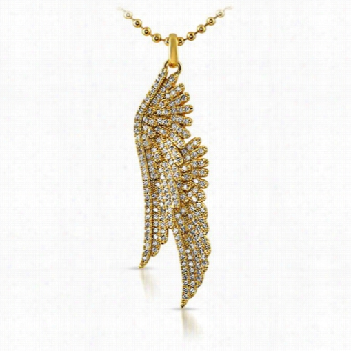 Gold Bling Bling Angel Wings Cz Pendant