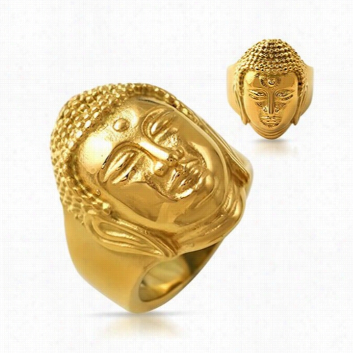 Gold Buddha Ring Stainlses Steel