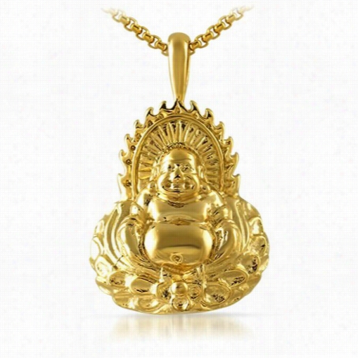 Gold Buddha Statue Pendant Stainless Harden