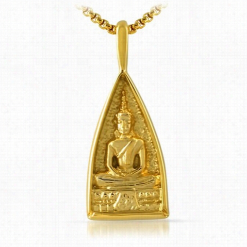 Gold Buddha Triangular Frame Ppendant Stainless Steel