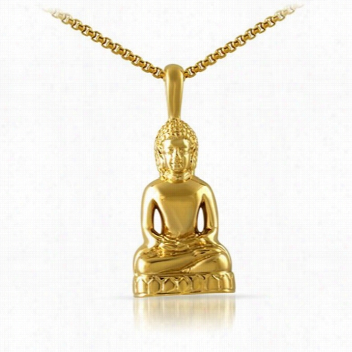 Gold Calm Sitting Buddha Pendnt  Stainless Steel